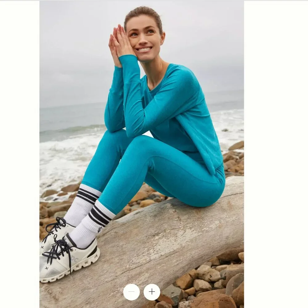 Beyond Yoga Spacedye Commuter Midi Leggings Size Medium Peacock Blue Heather Gym - Picture 3 of 14